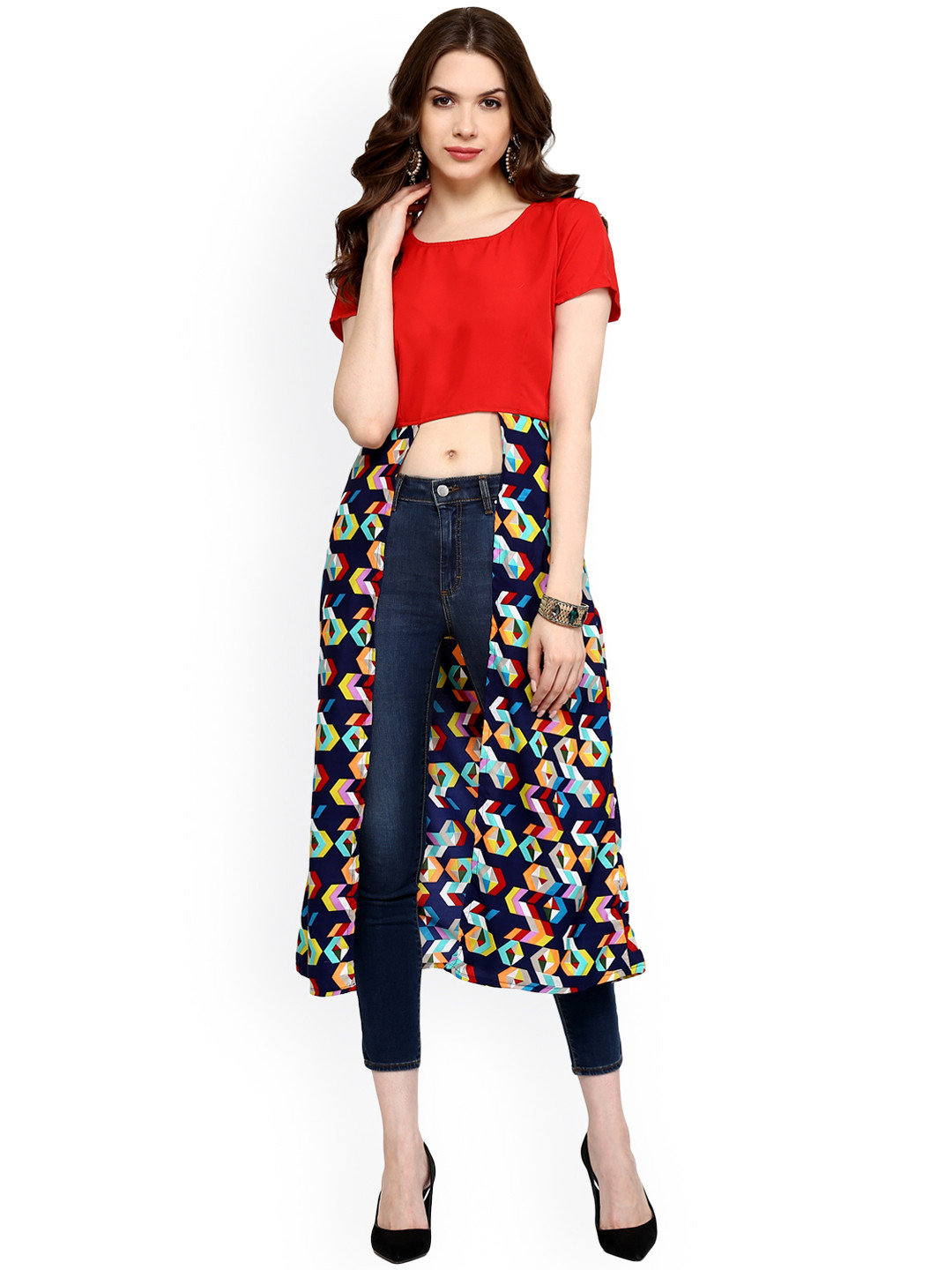Pannkh Multicoloured Printed Crepe Maxi Top