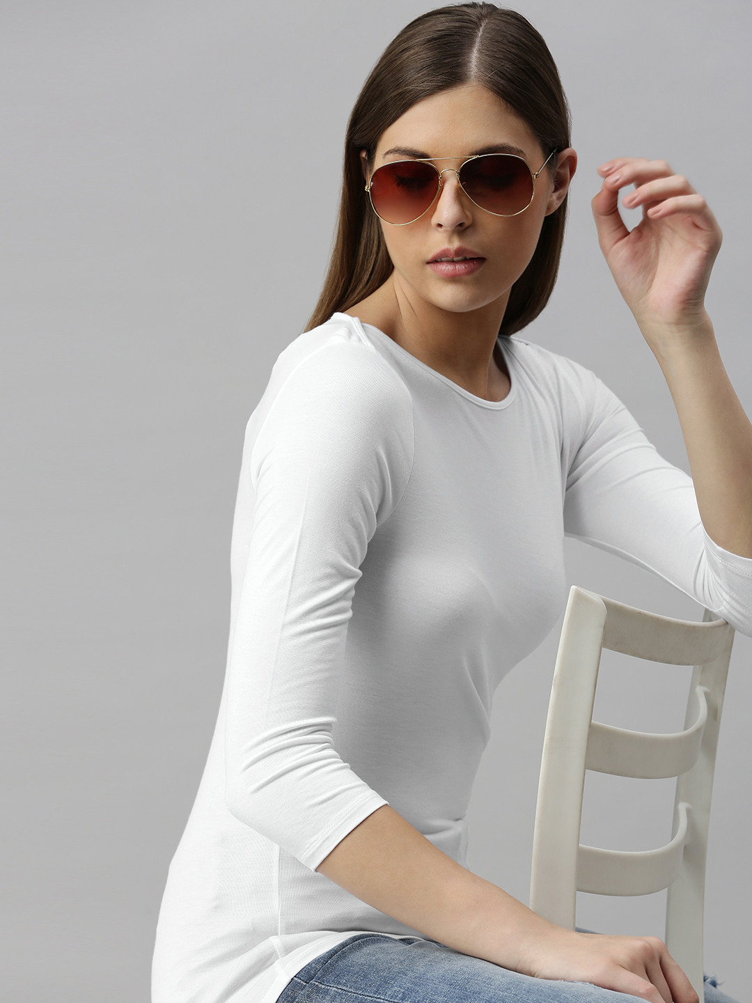 Tommy Hilfiger Women White Solid Boat Neck T-shirt