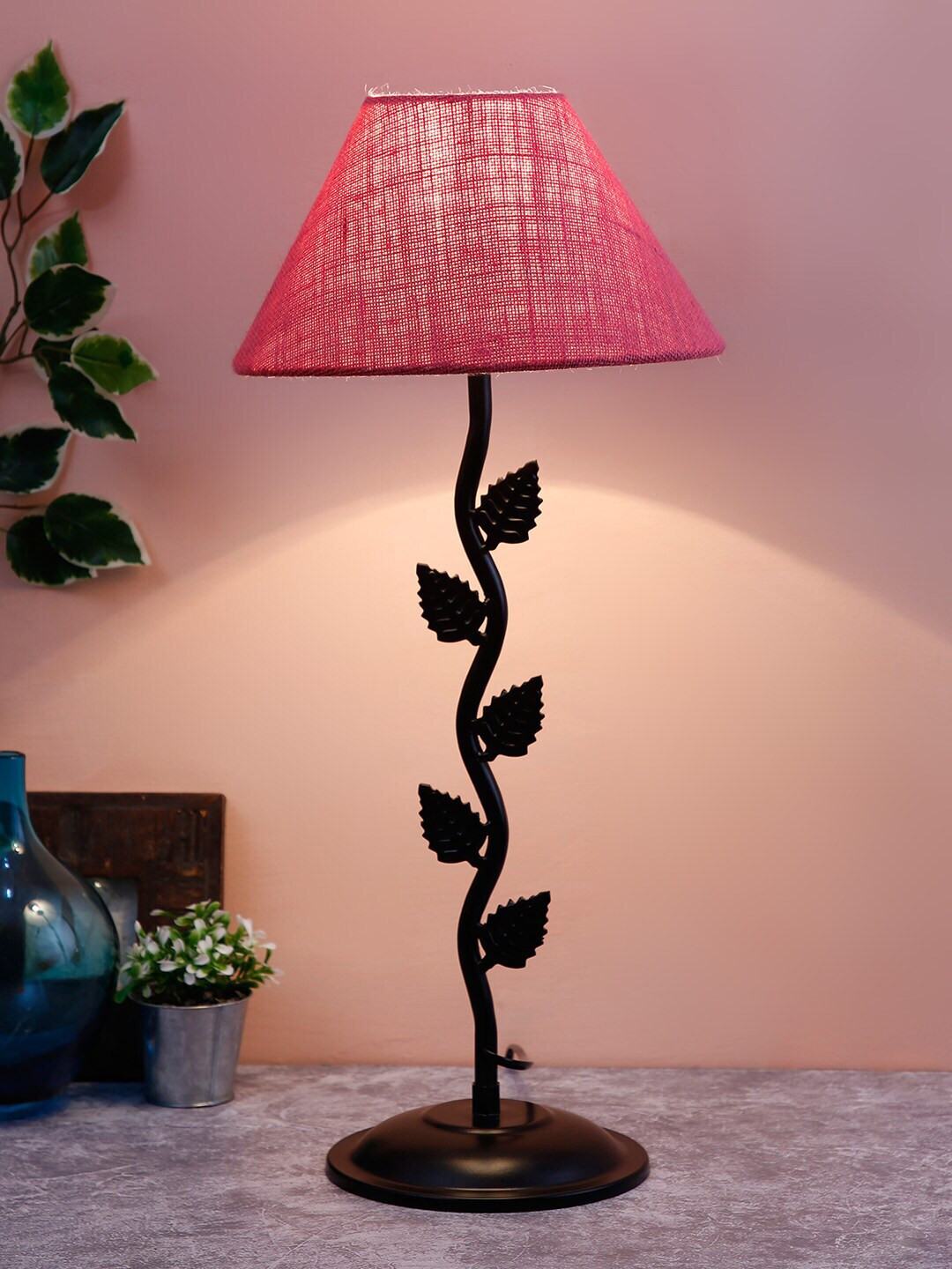 Devansh Pink Solid Leaf Shaped Table Lamp