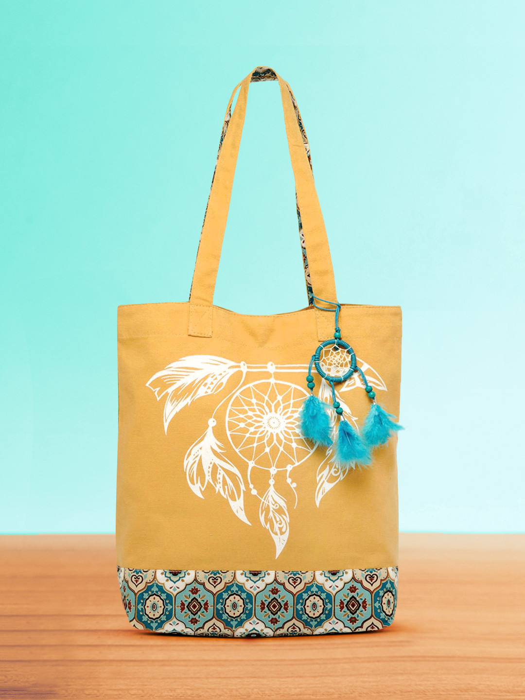 The House of Tara Beige Printed Tote Bag