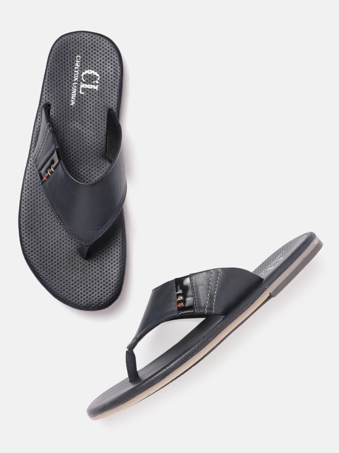 Carlton London Men Navy Blue Comfort Sandals