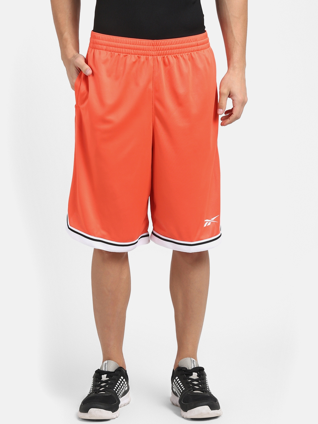 Reebok Men Orange Solid Regular Fit Sports Shorts