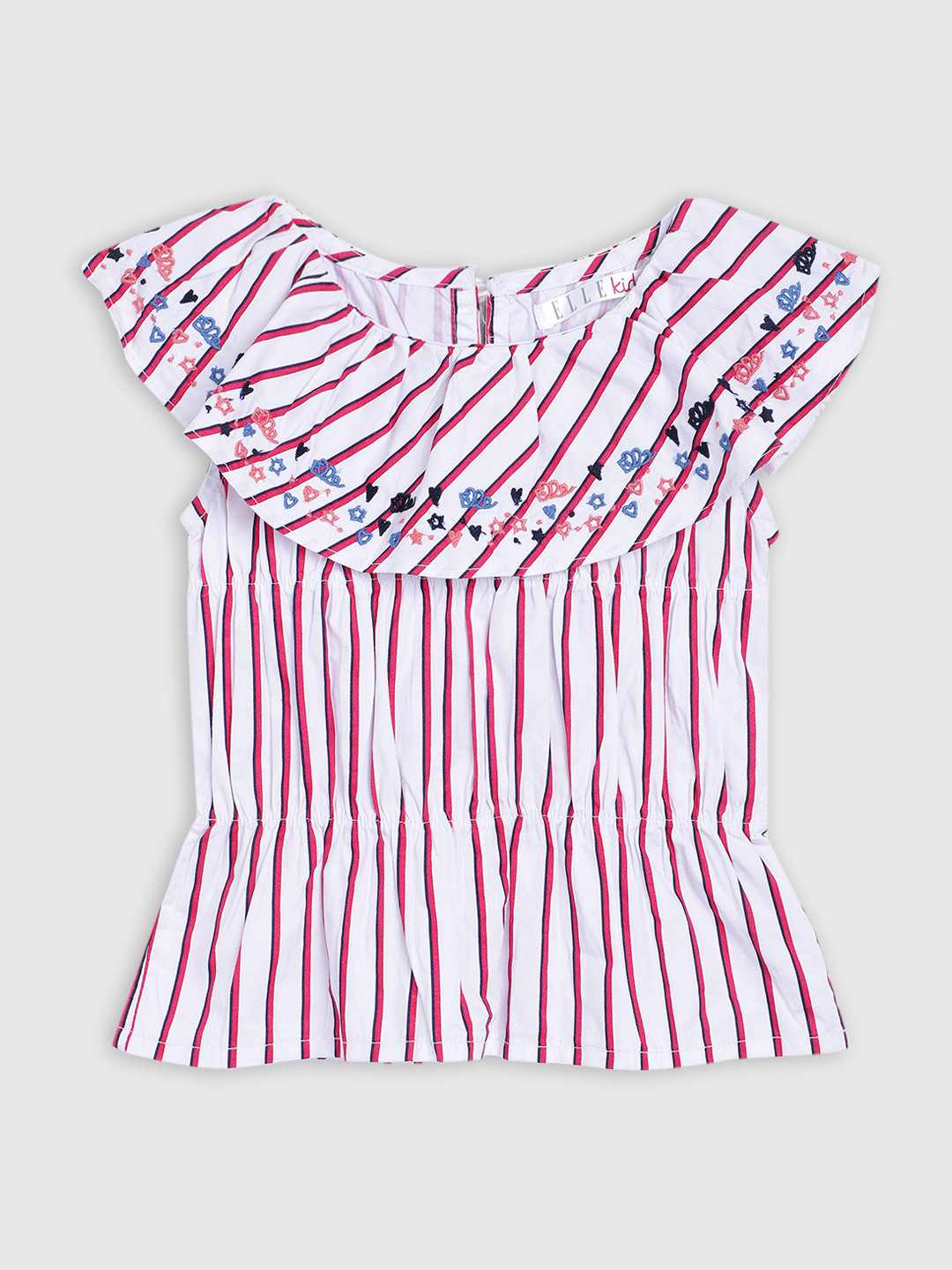 Elle Red & White Striped Layered Regular Top