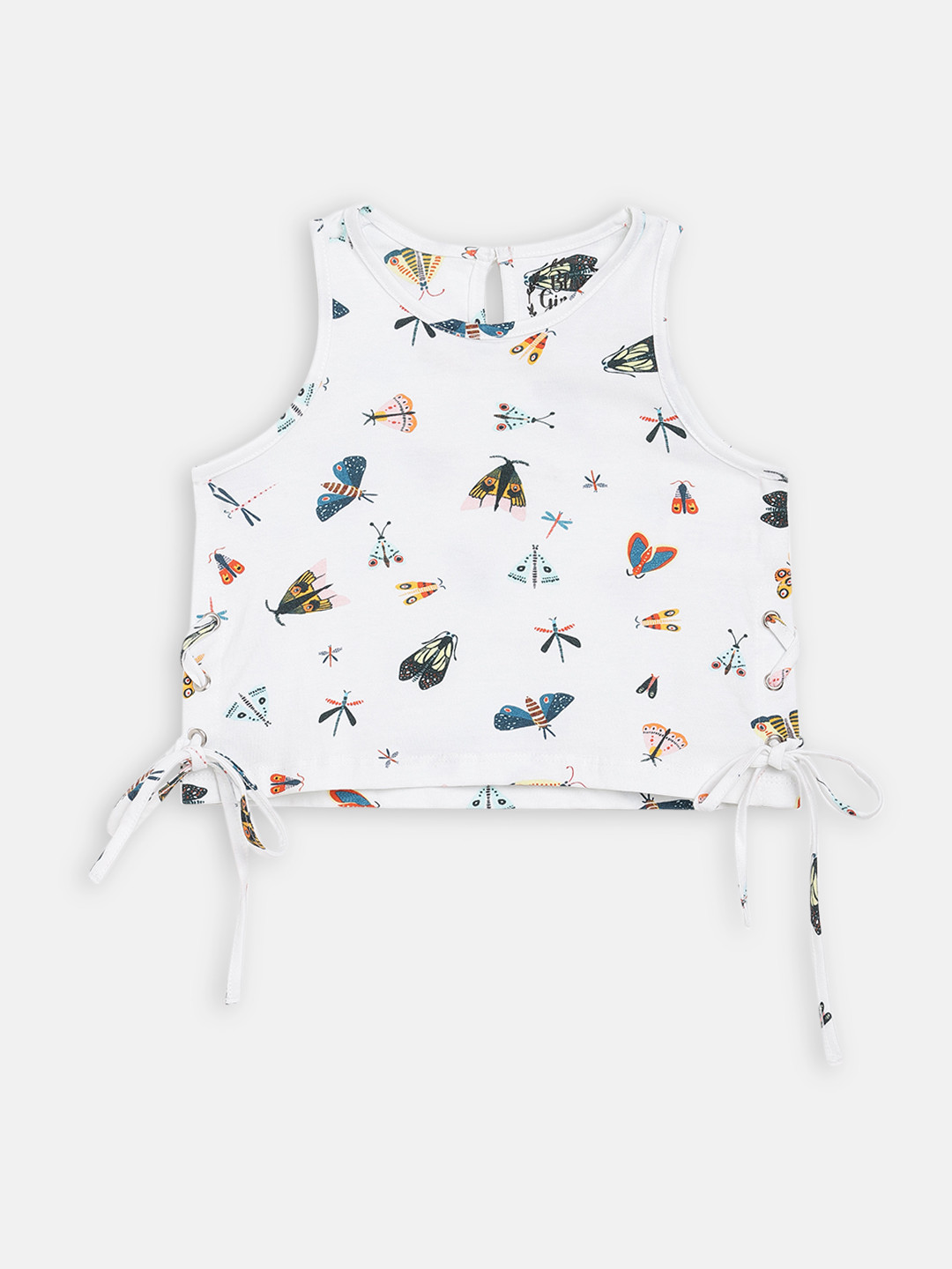 Blue Giraffe White Printed Regular Top
