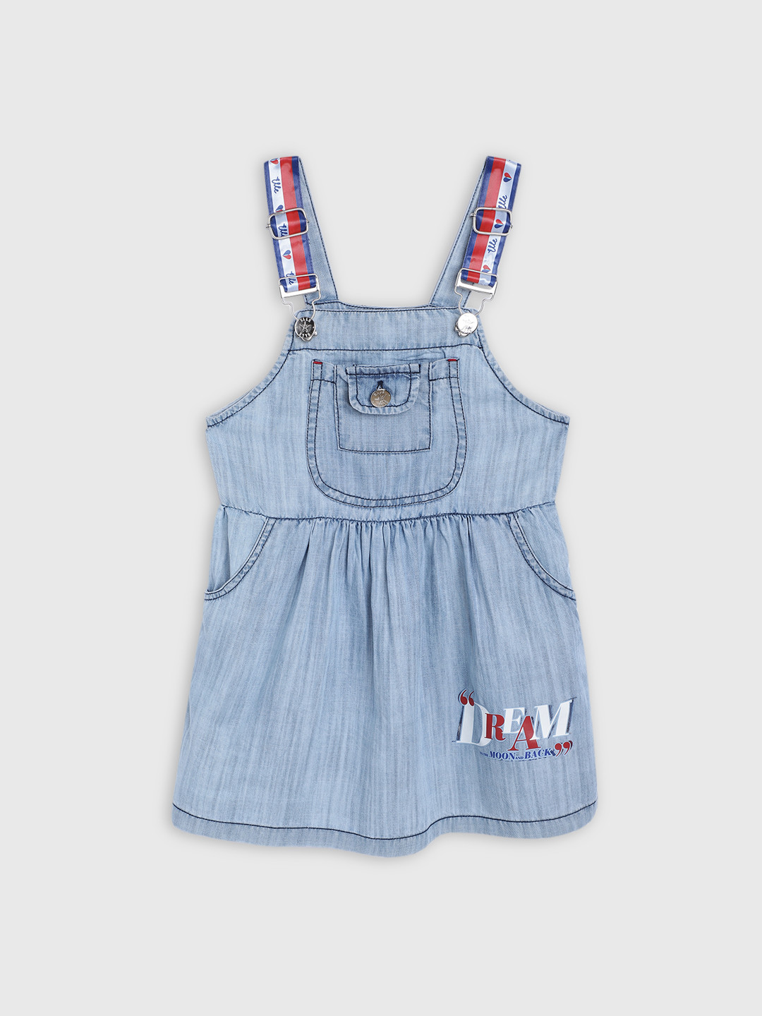 ELLE Girls Blue Solid Pinafore Dress