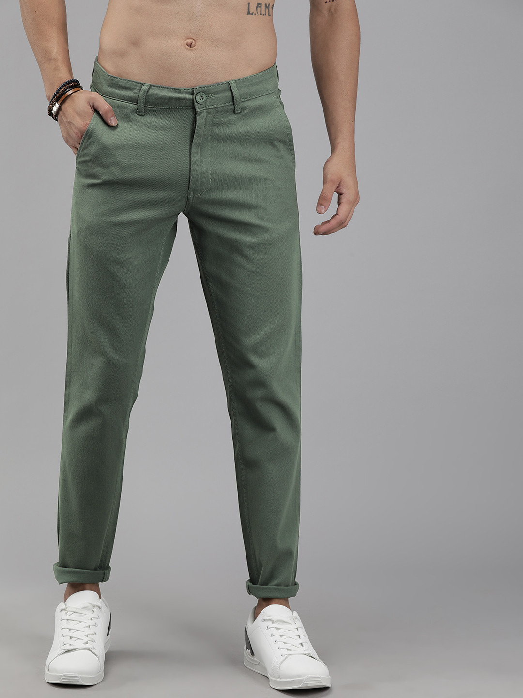 Roadster Men Green Trousers