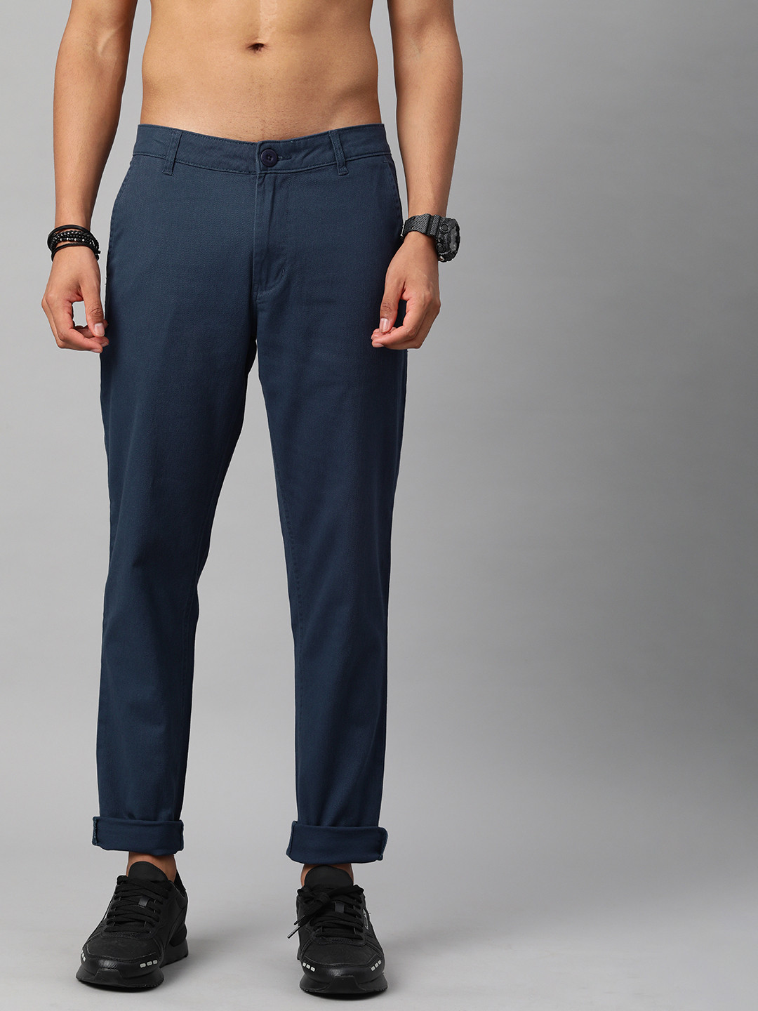 Roadster Men Navy Blue Chinos Trousers