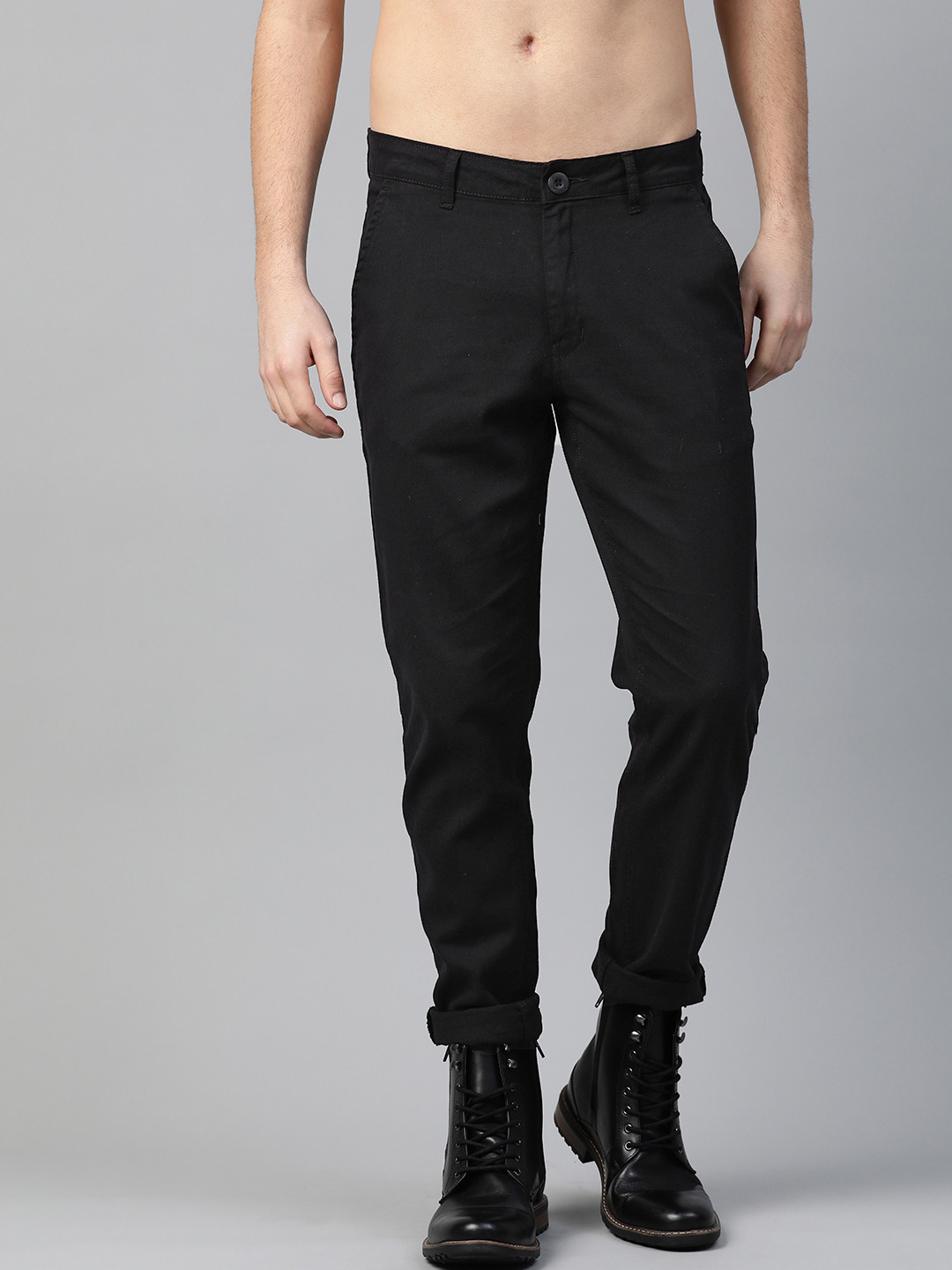 Roadster Men Black Trousers