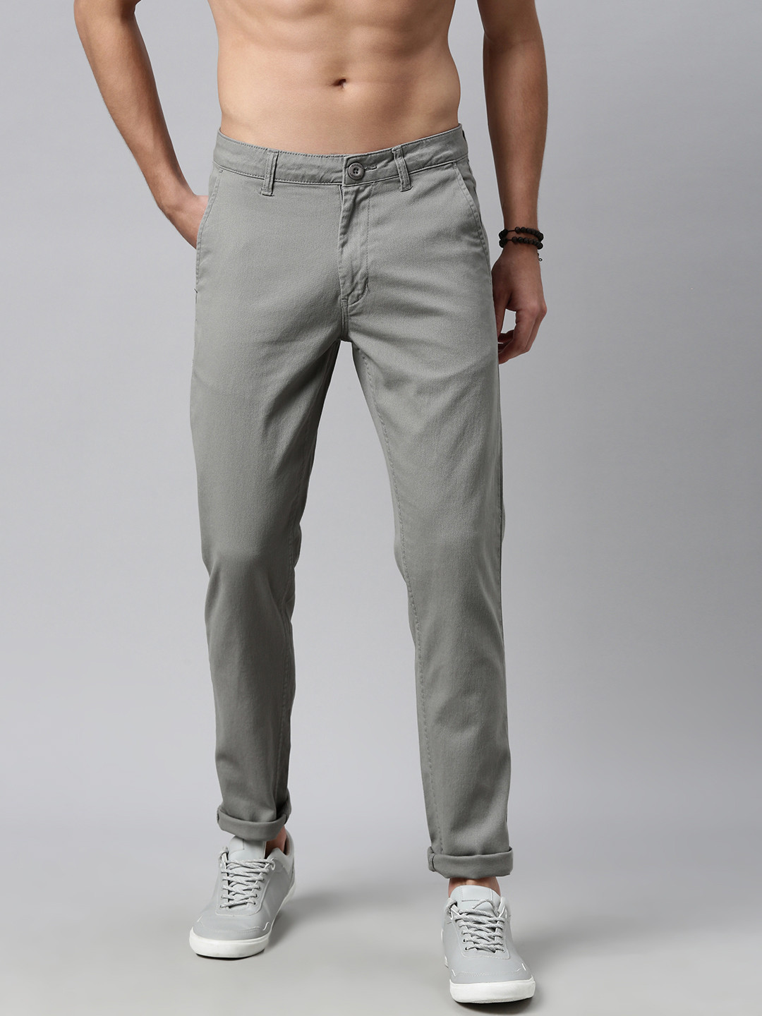 Roadster Men Grey Trousers