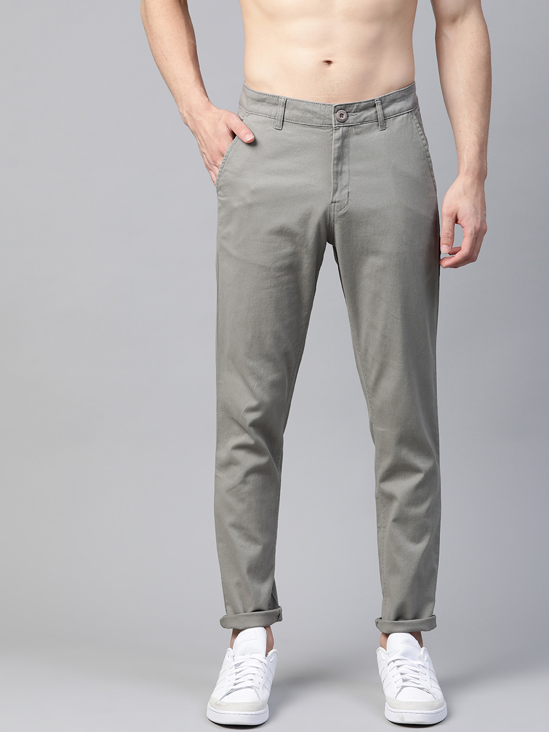 Roadster Men Grey Chinos Trousers