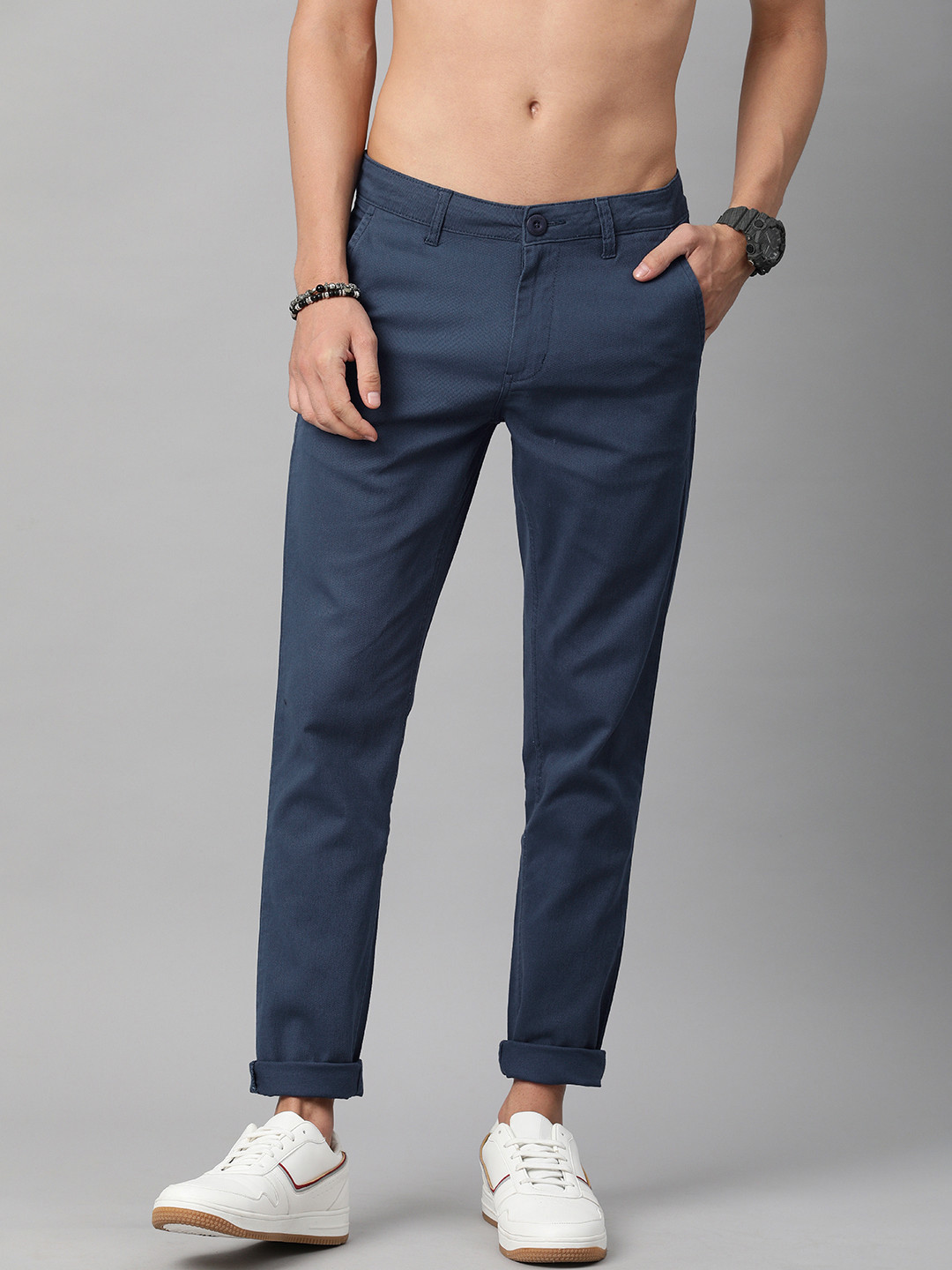 Roadster Men Teal Blue Chinos Trousers