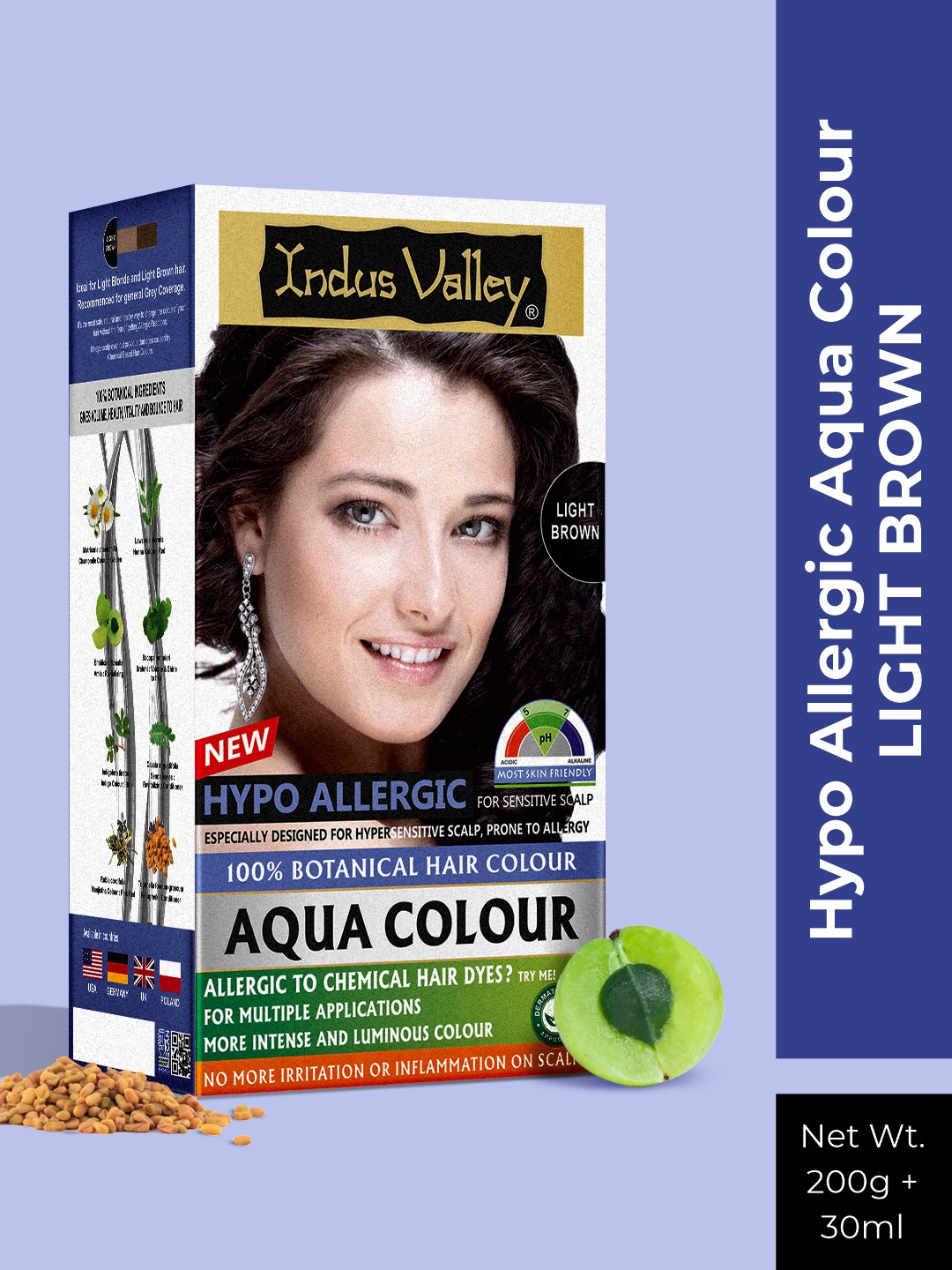 Indus Valley Hypo Allergic Aqua Hair Colour - Light Brown