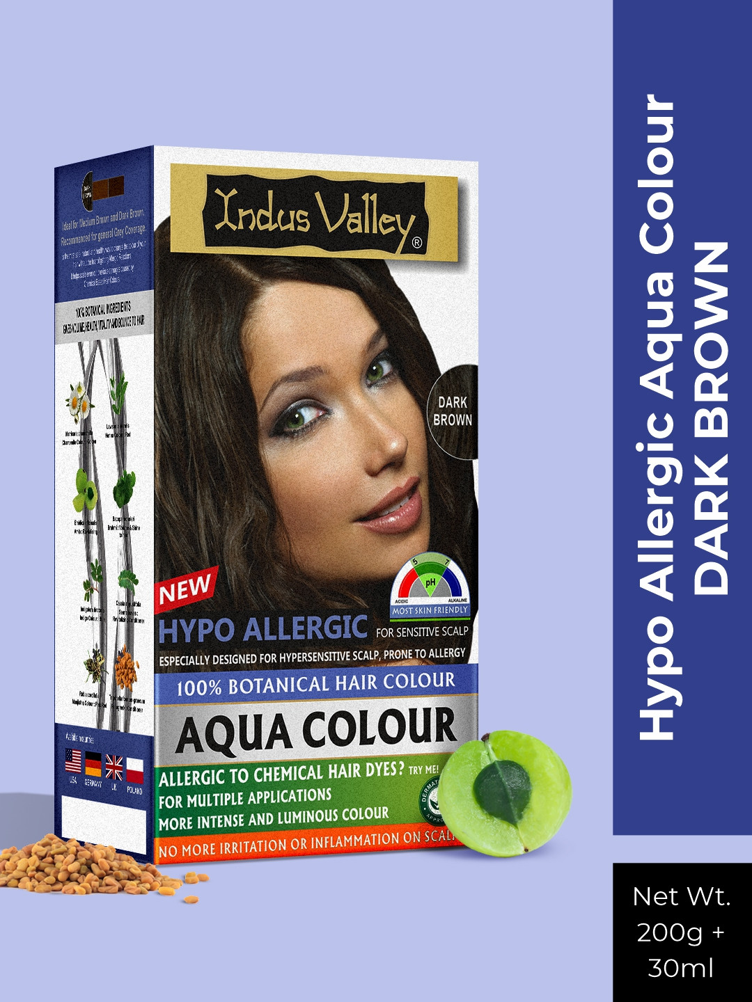 Indus Valley Hypo Allergic Botanical Aqua Hair Colour - Dark Brown