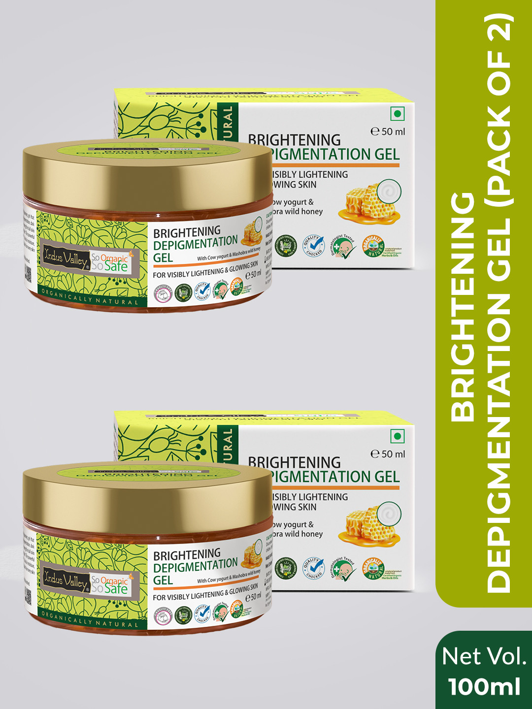 Indus Valley Pack of 2 Cow Yogurt & Honey Brightening Depigmentation Gels