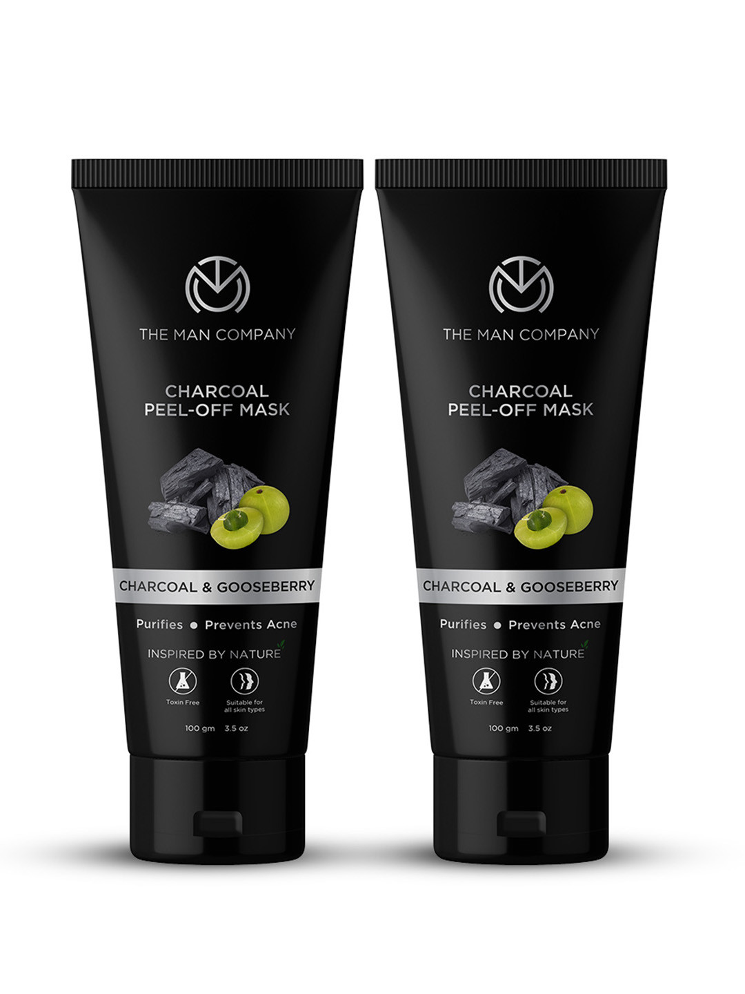THE MAN COMPANY Set of 2 Charcoal Peel-Off Mask Infused with Moringa & Gooseberry