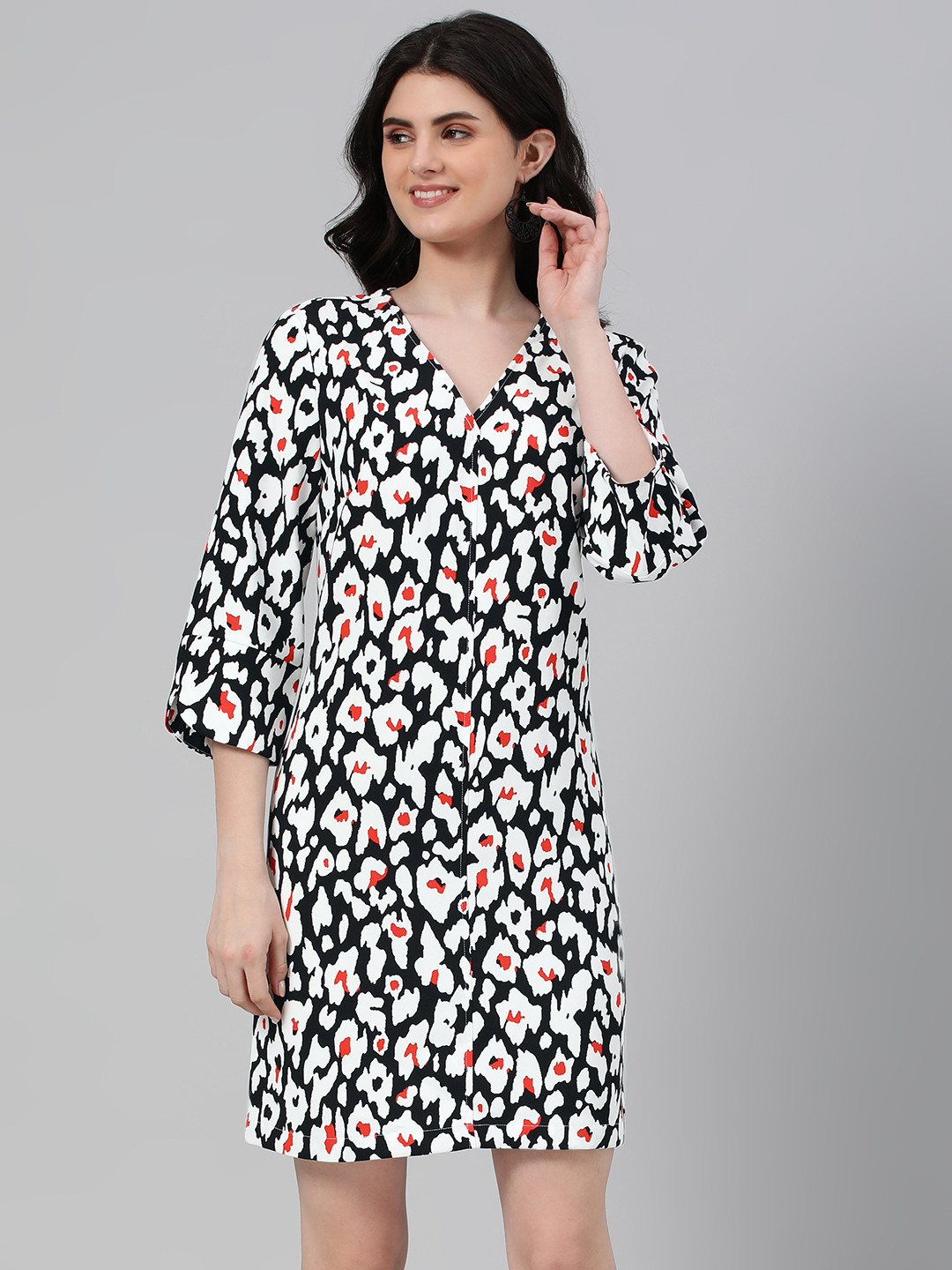 Marks & Spencer Abstract Print V Neck A-Line Dress