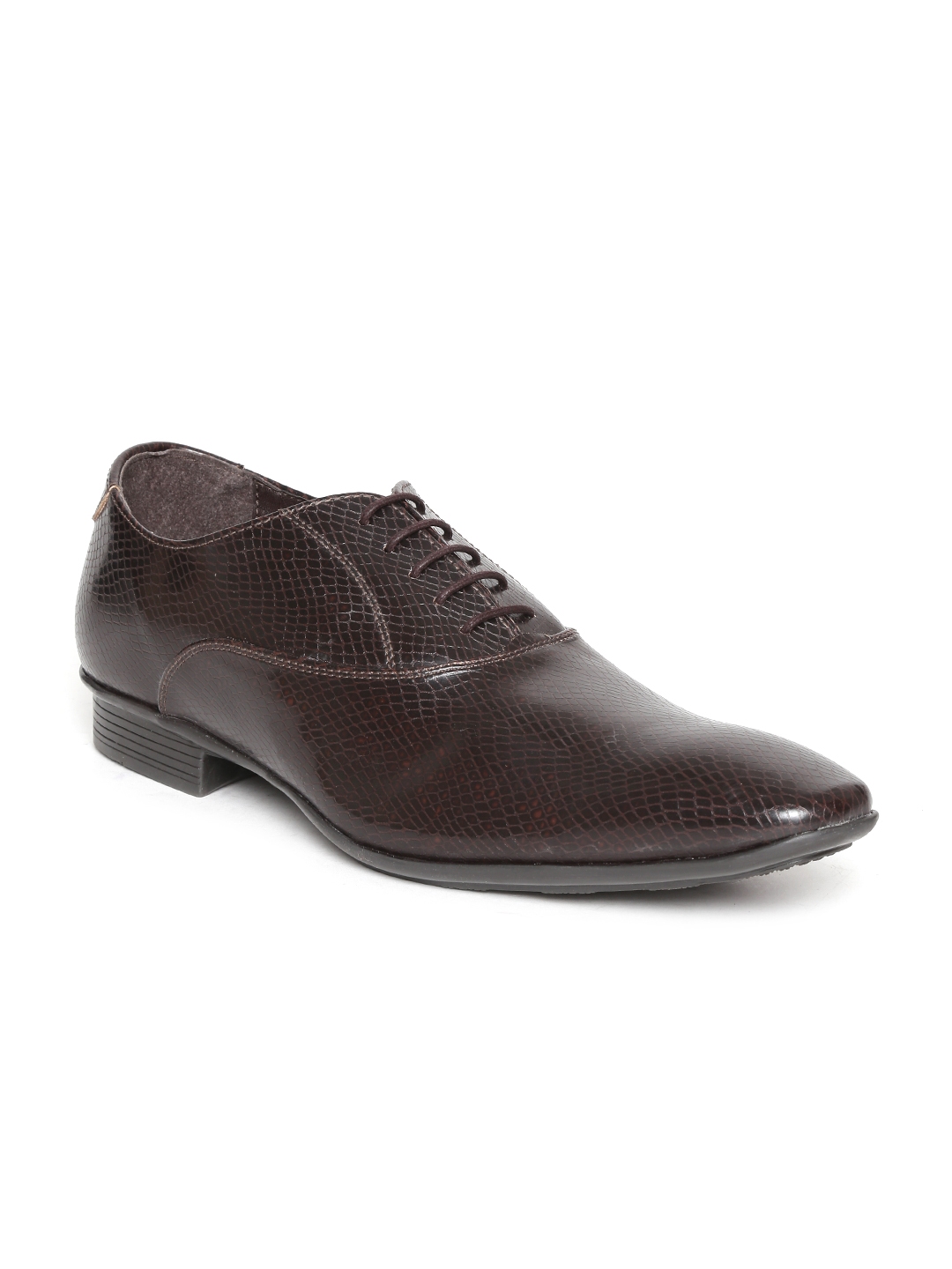 Buy Knotty Derby By Arden Men Coffee Brown Textured Formal Shoes