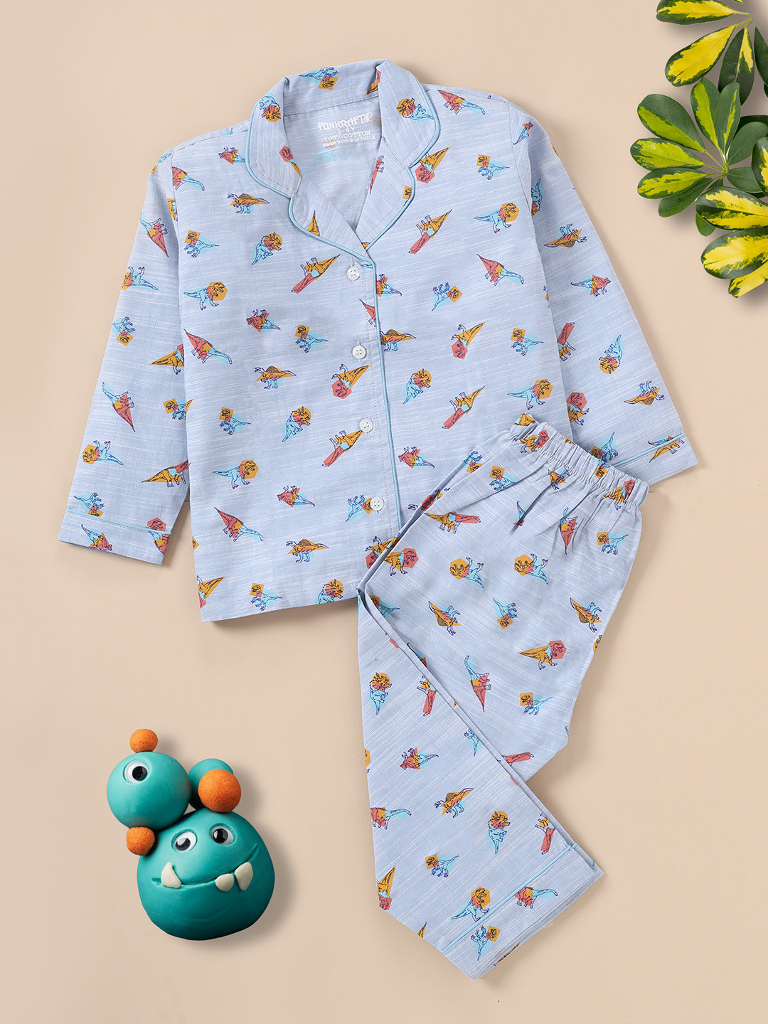 FUNKRAFTS Boys Blue & Pink Printed Nightsuit