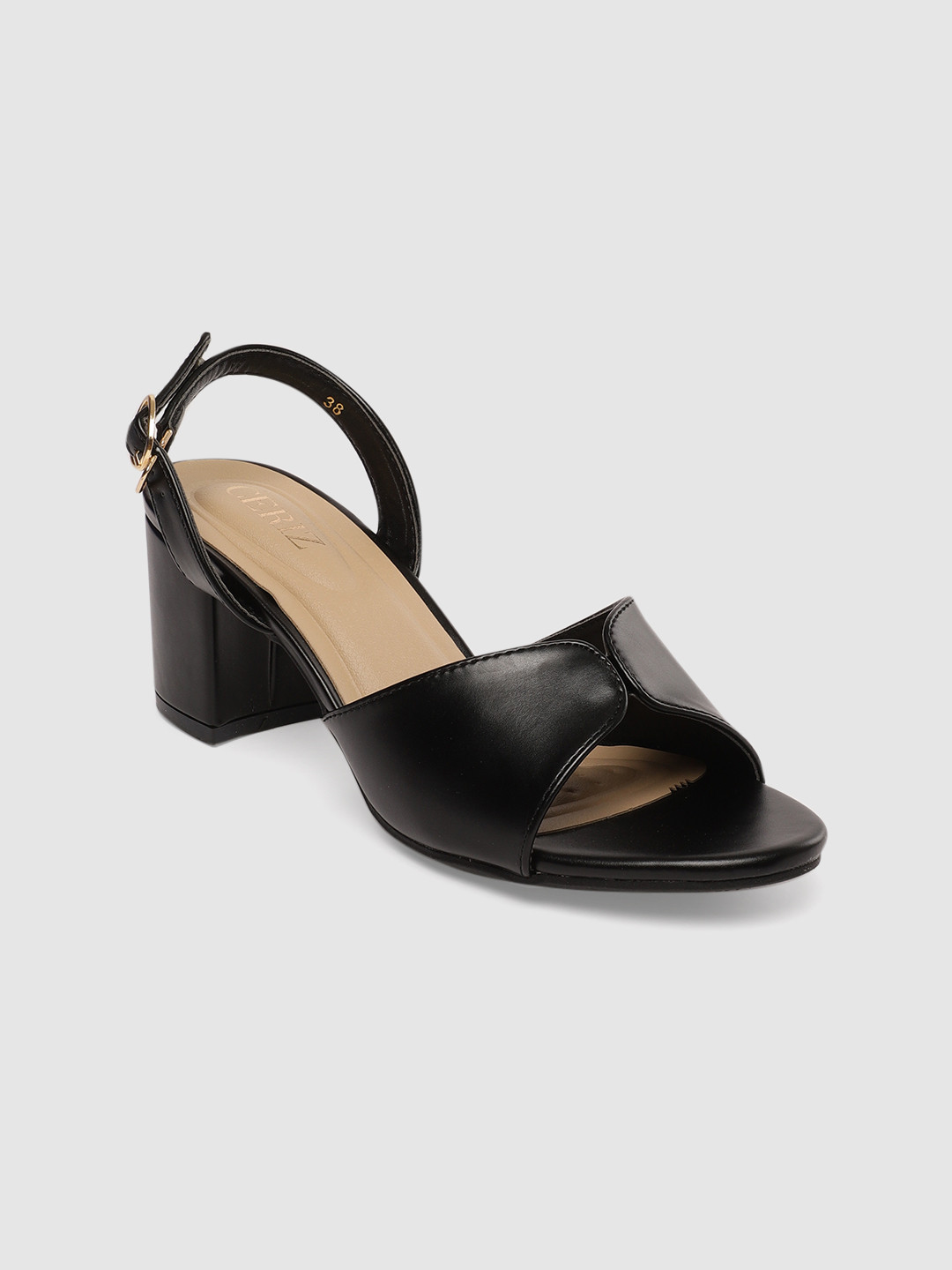 CERIZ Women Black Solid Block Heels