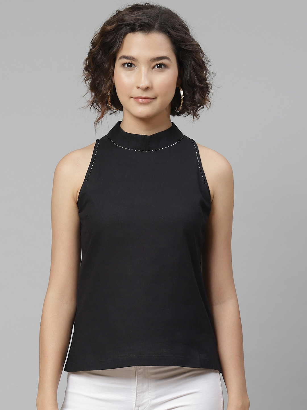 VARUSHKA Black Pure Cotton Regular Top