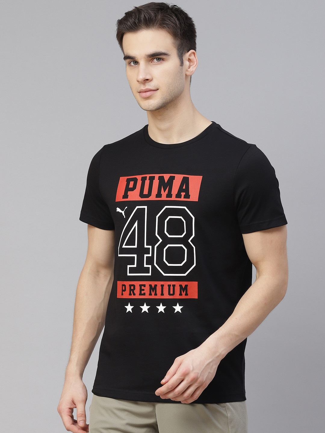 Puma Men Black & Red Printed Graphic Slim Fit T-shirt VIII