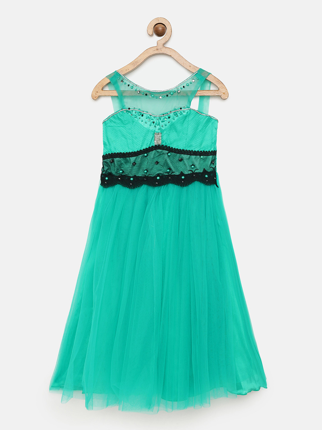Actuel Girls Green Embellished Gown Dress