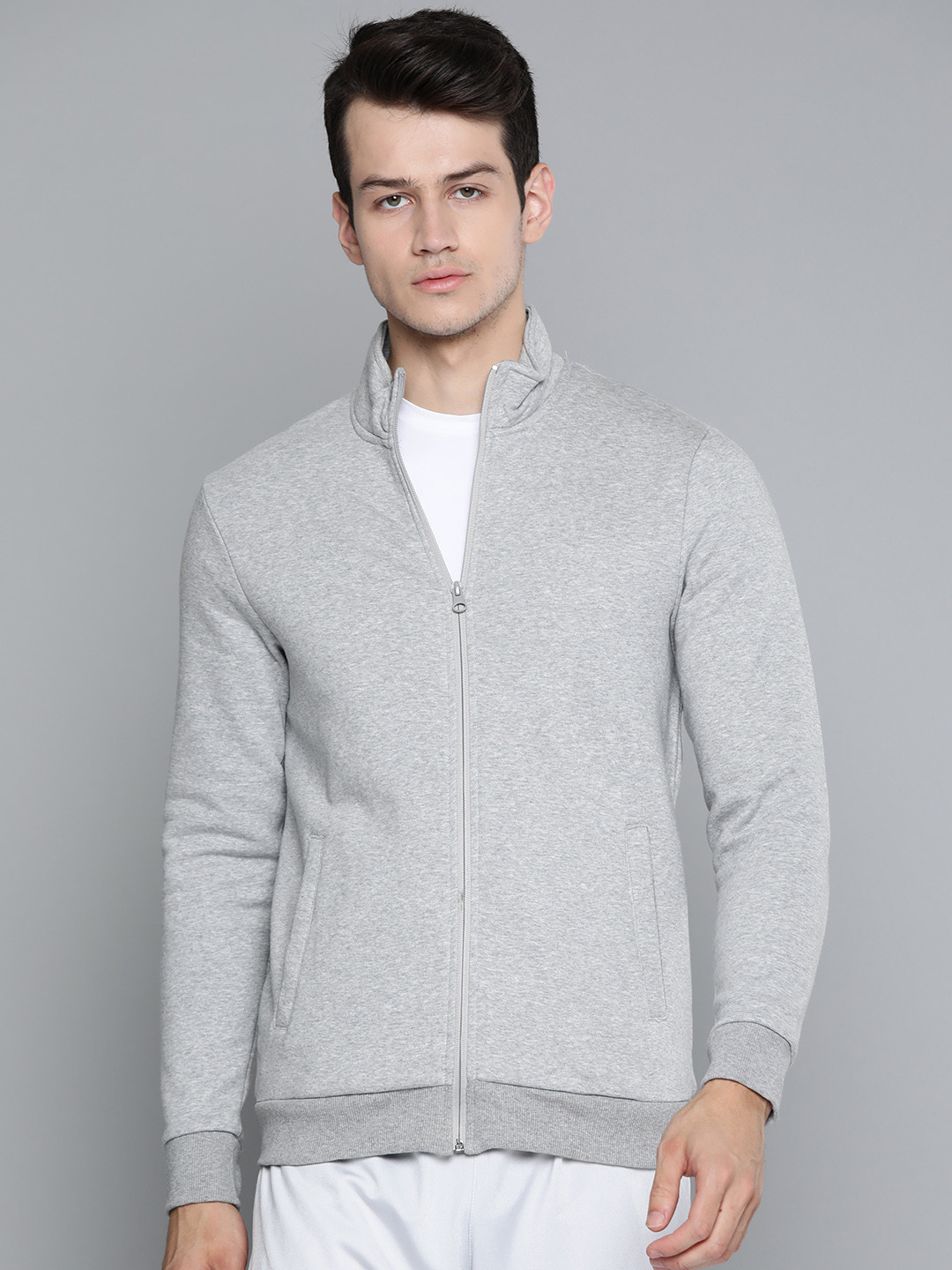 Alcis Men Grey Melange Solid Sweatshirt
