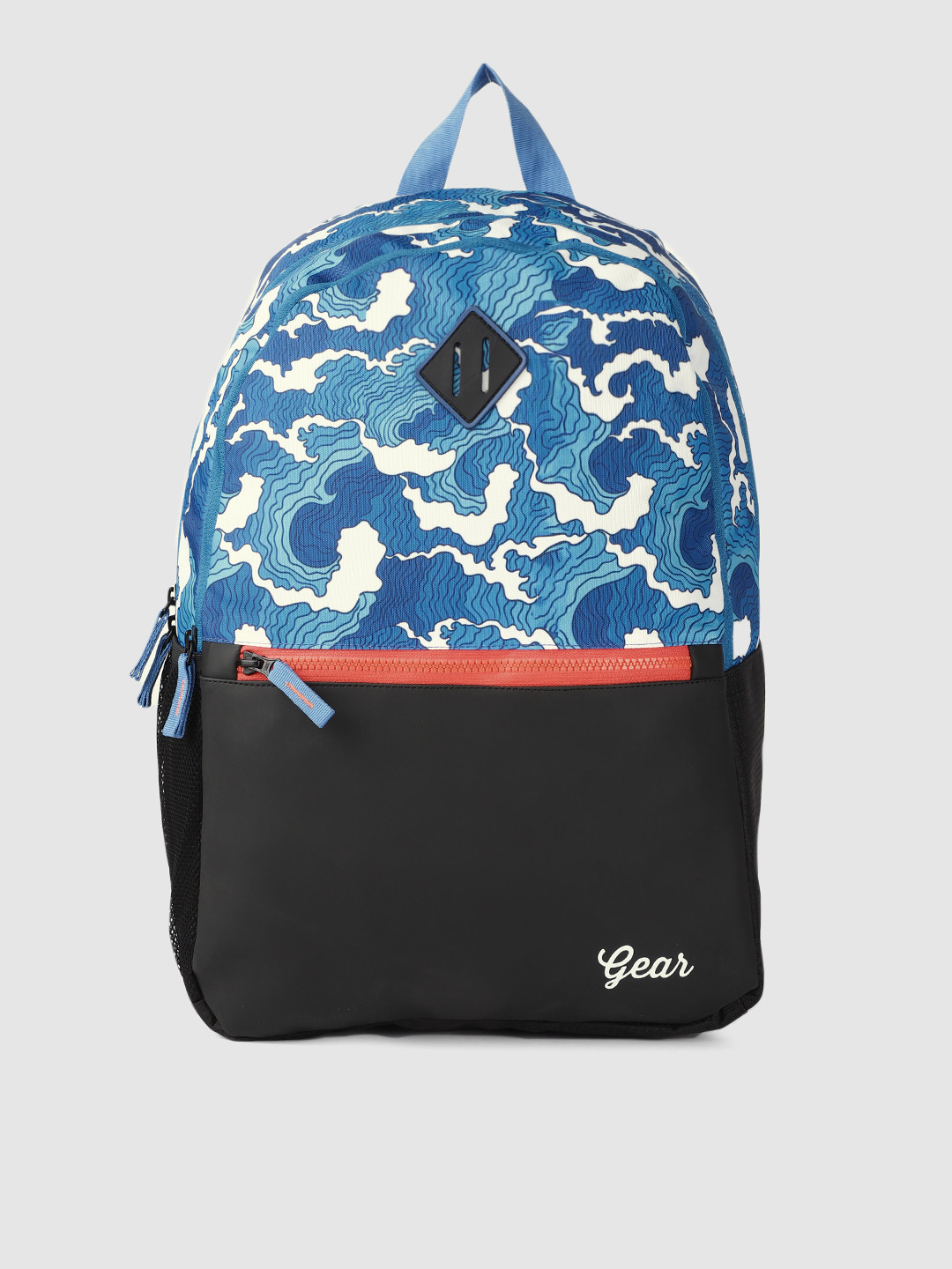 Gear Unisex Blue & Black Graphic UBER WAVE Backpacks