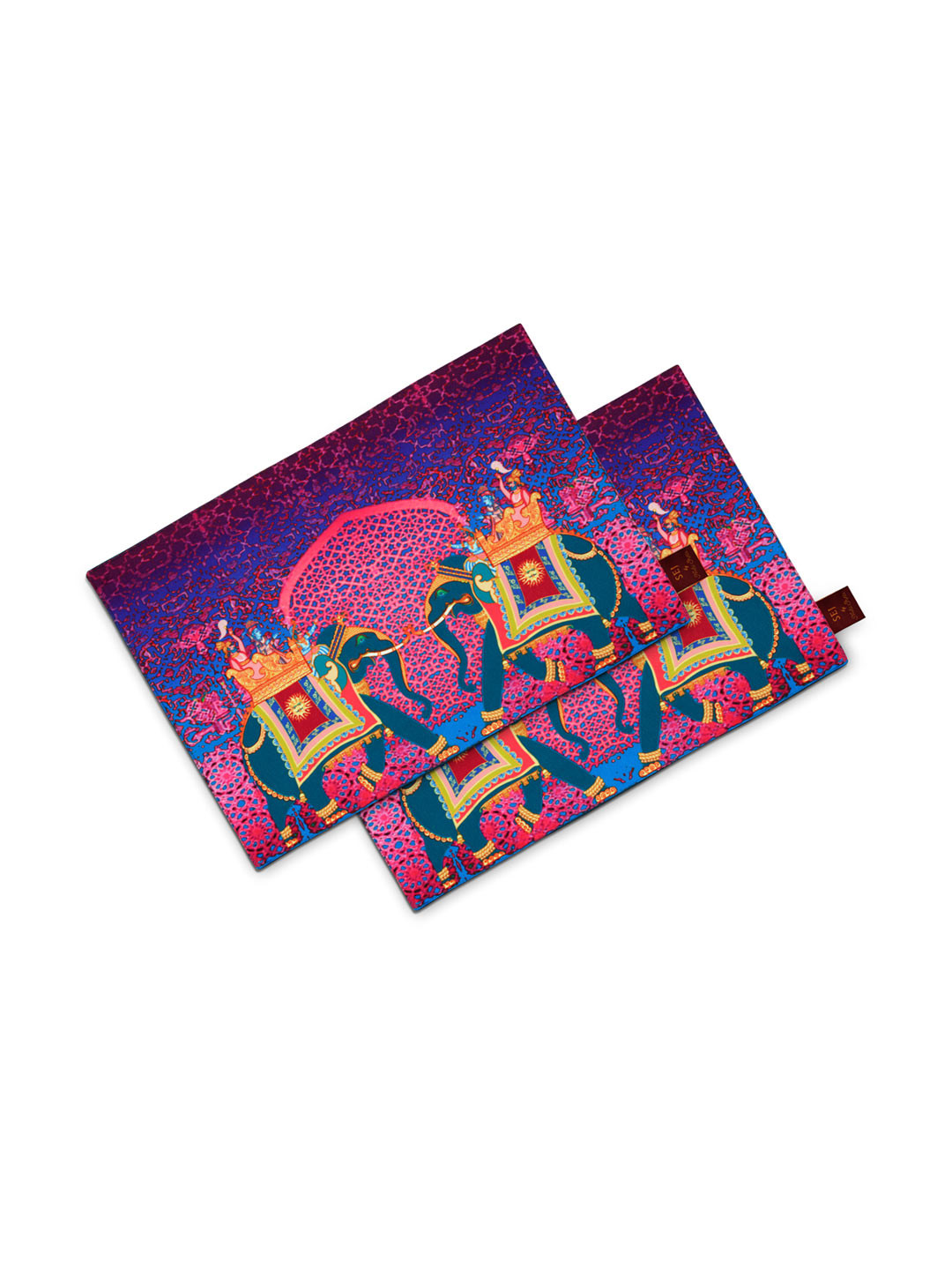 SEJ by Nisha Gupta Purple & Pink Set of 2 Printed Table Mats