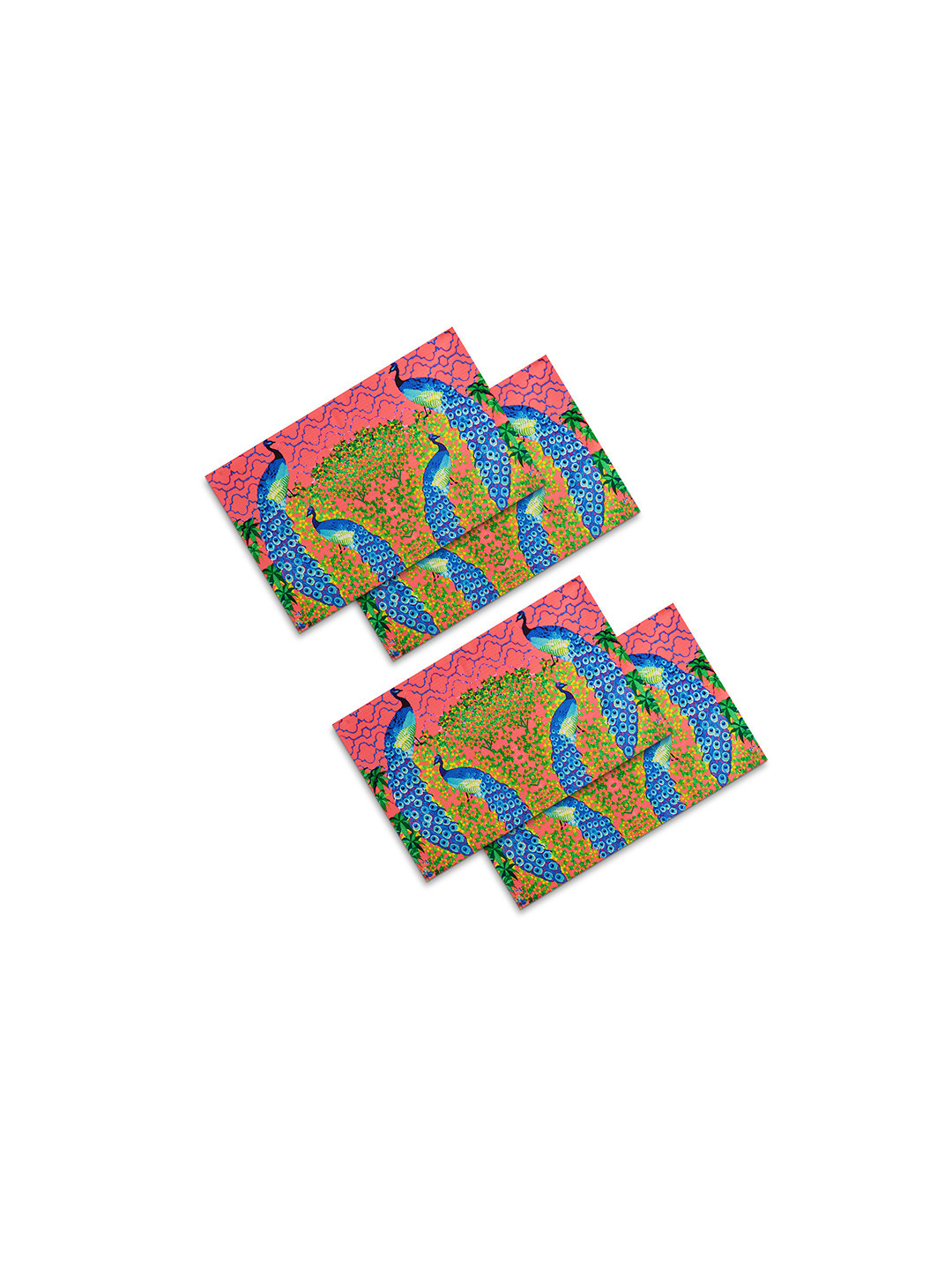 SEJ by Nisha Gupta Pink & Blue Set of 4 Printed Table Mats