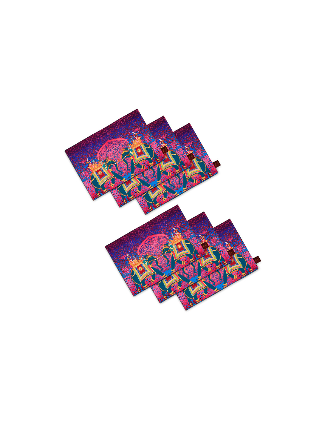 SEJ by Nisha Gupta Purple & Pink Set of 6 Printed Table Mats