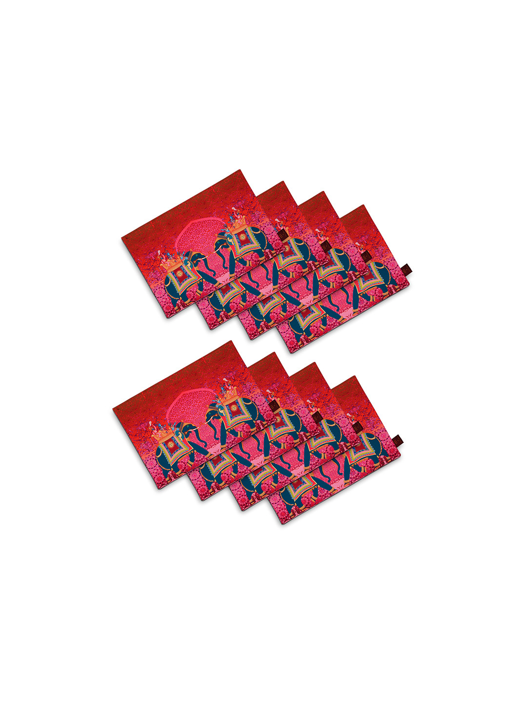 SEJ by Nisha Gupta Pink Set of 8 Printed Table Mats