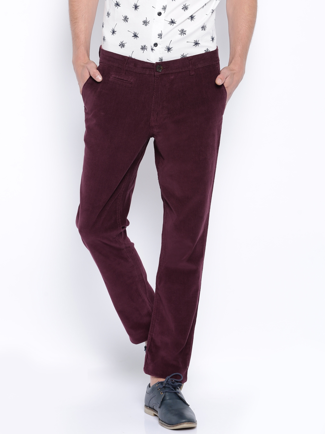 Buy Parx Men Black Tapered Fit Solid Corduroy Regular Trousers  Trousers  for Men 2396315  Myntra