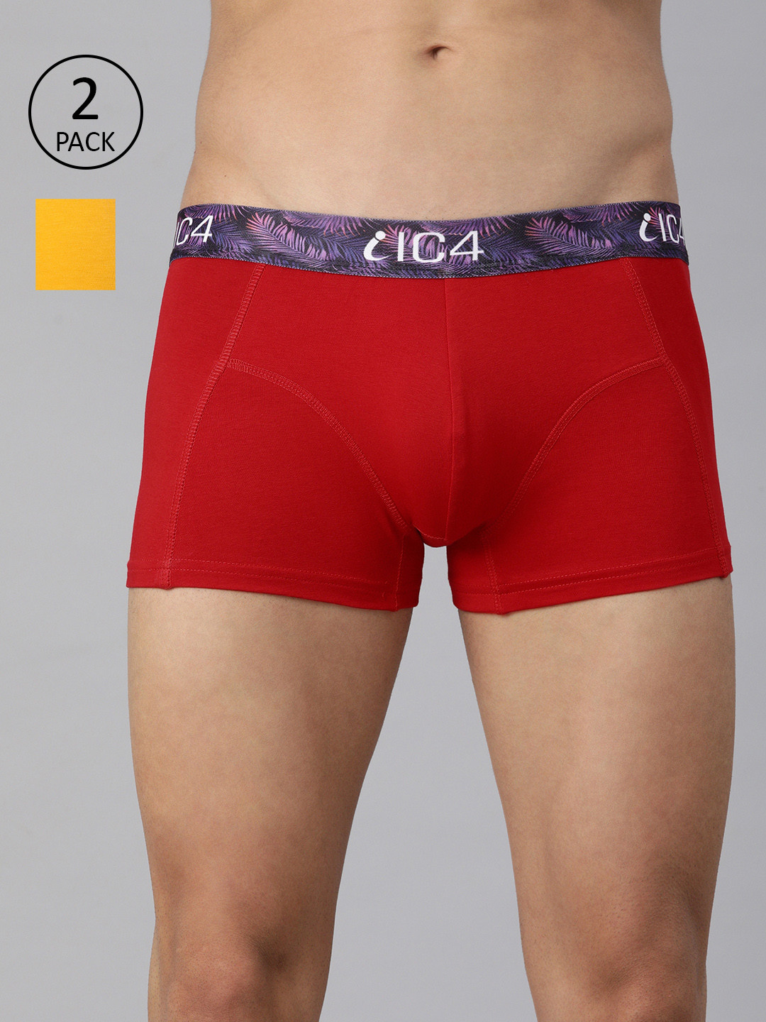 IC4 Men Pack of 2 Red & Yellow Solid Trunks 0R-Y-254P2