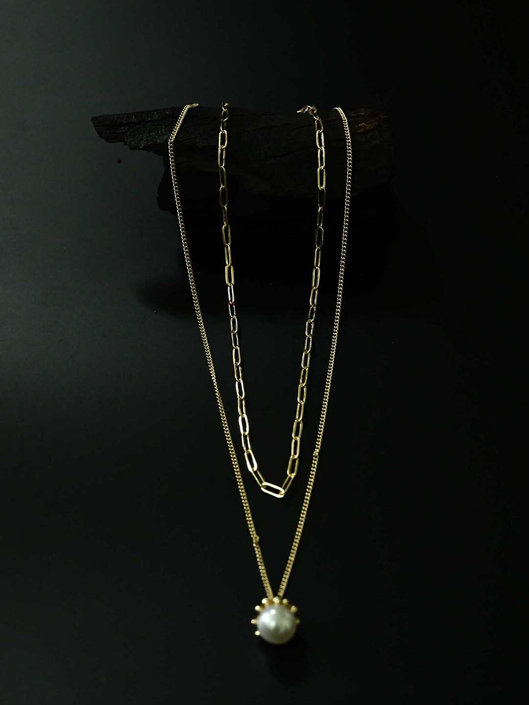 Just Peachy Gold-Plated Layered Beaded Necklace