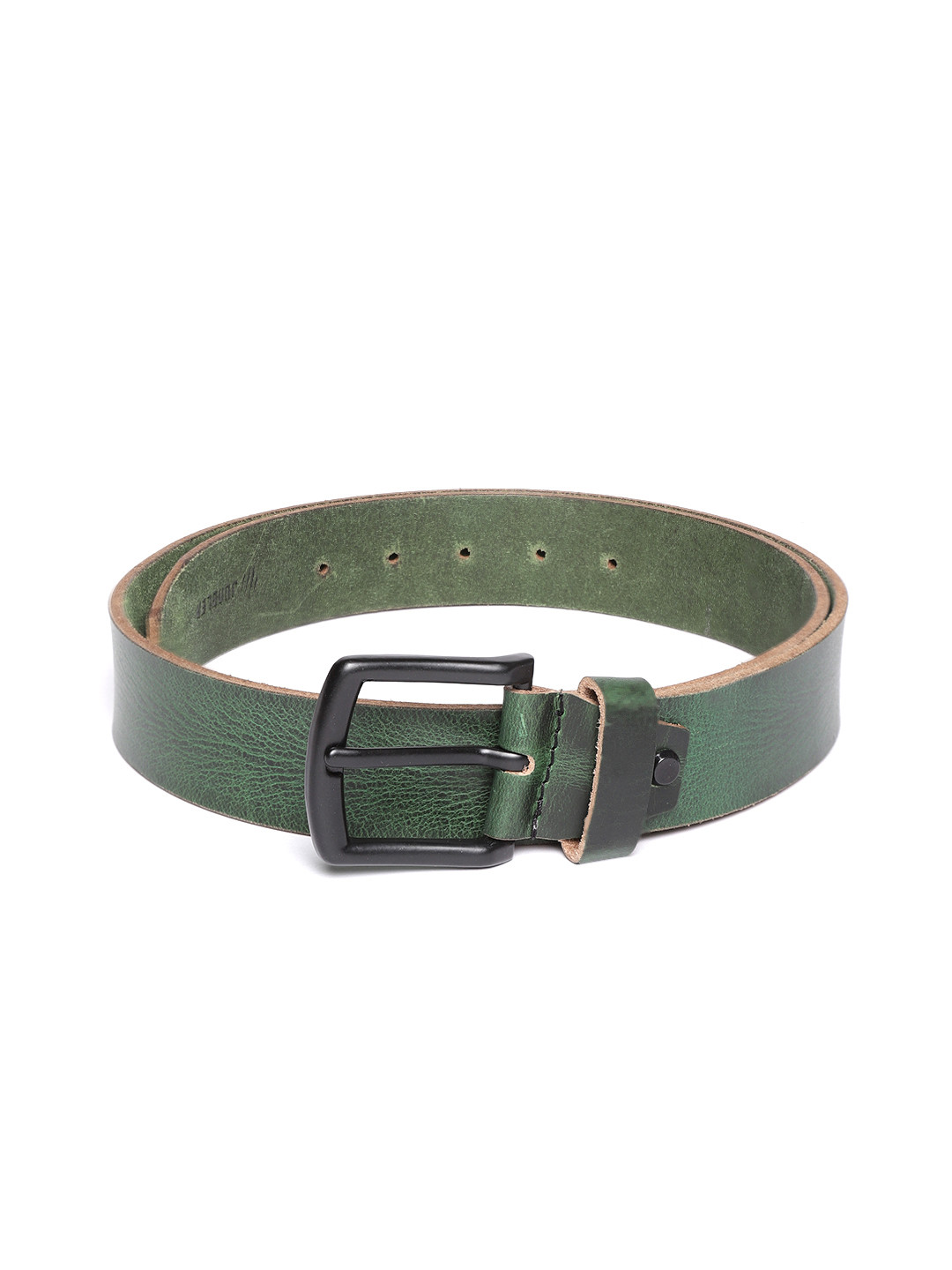 JUNGLER Men Green Leather Textured Belt