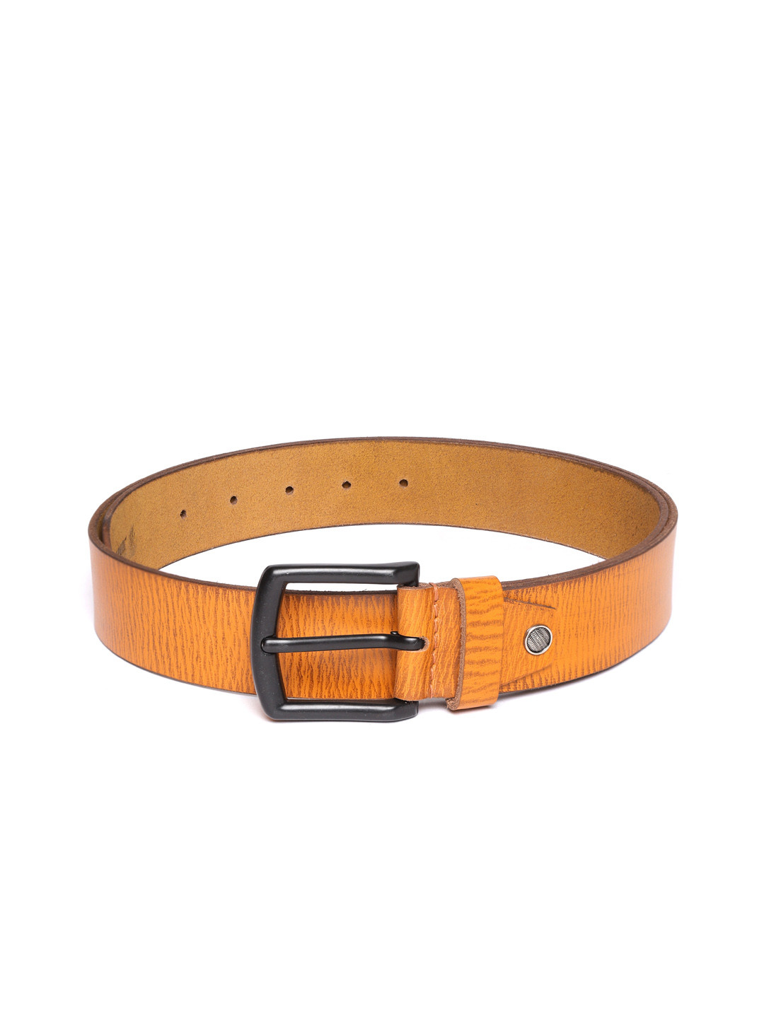 JUNGLER Men Tan Brown Leather Textured Belt