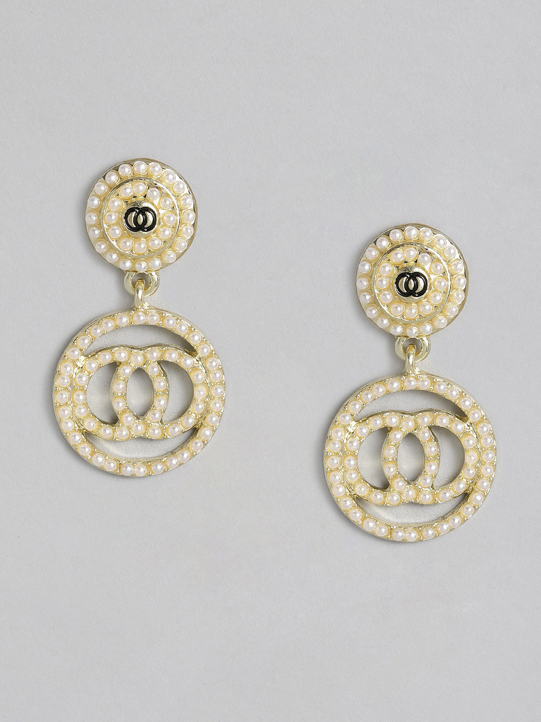 justpeachy Gold-Toned Circular Drop Earrings