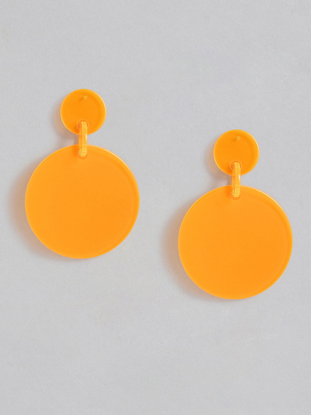 justpeachy Orange Circular Drop Earrings