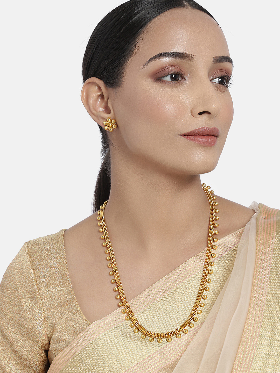 I Jewels Gold-Plated Beaded Jewellery Set
