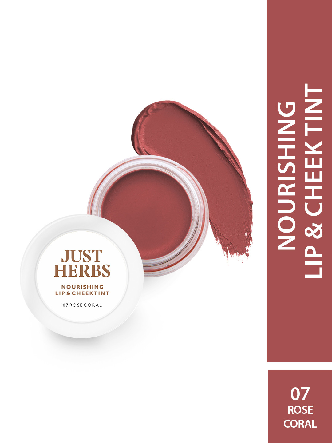 Just Herbs Women Lip and Cheek Tint and Blush - 07 Rose Coral 4 g