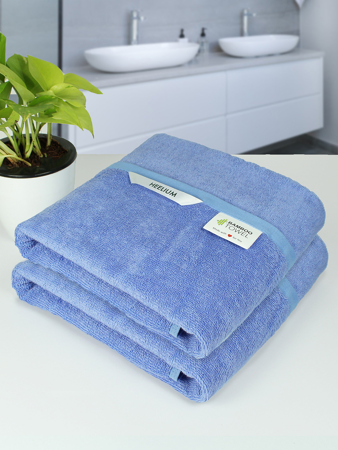 Heelium Iris Unisex Pack of 2 Bamboo Super Soft & Quick Drying 400 GSM Bath Towel