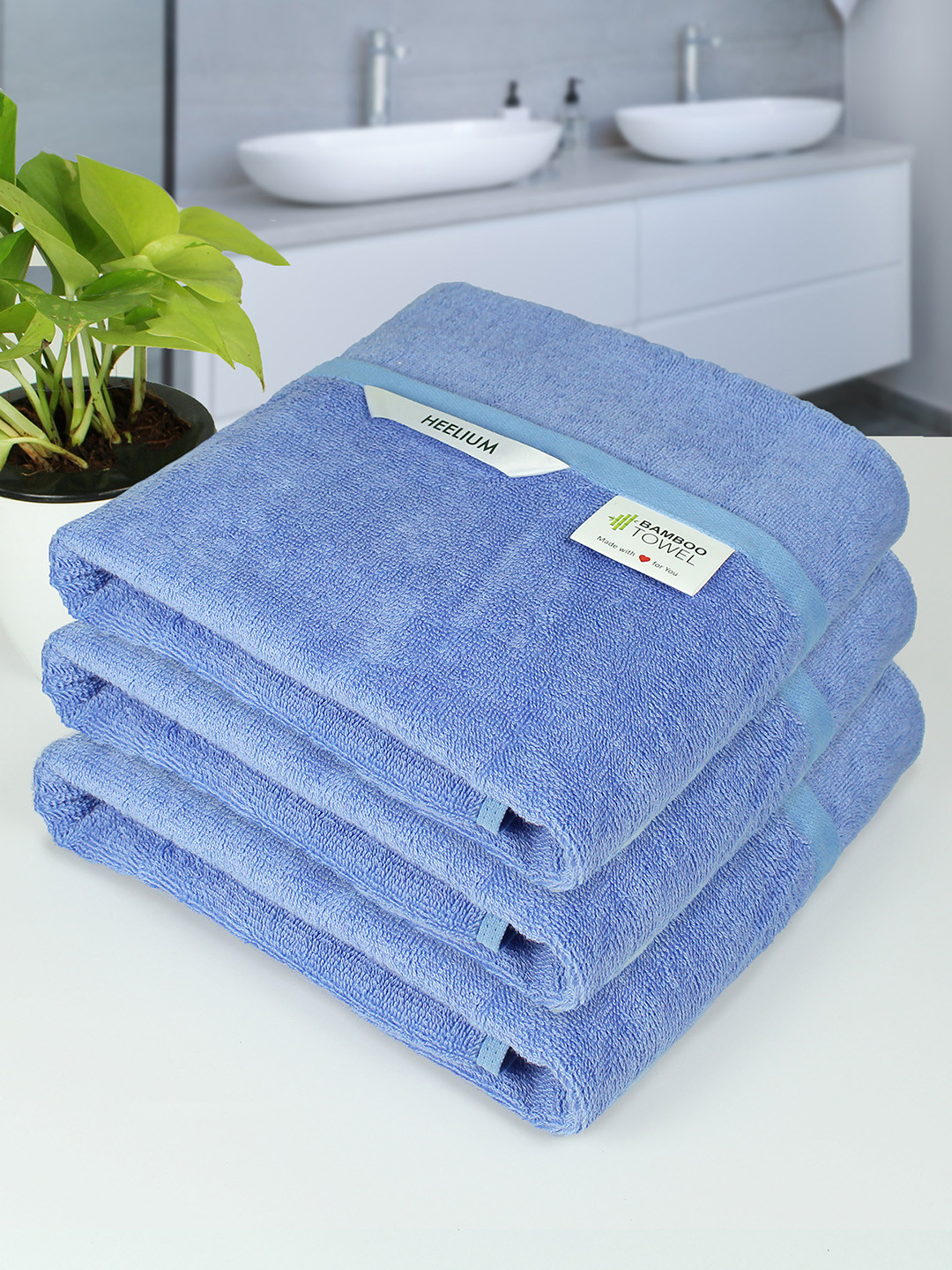 Heelium Iris Unisex Pack of 3 Bamboo Super Soft & Quick Drying 400 GSM Bath Towel