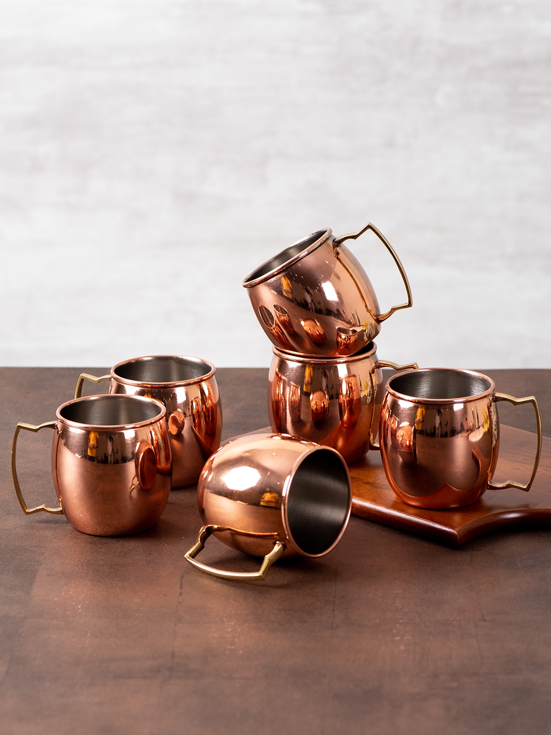 nestroots Set Of 6 Copper-Toned & Gold-Toned Solid Stainless Steel Wine Glasses 450 ml