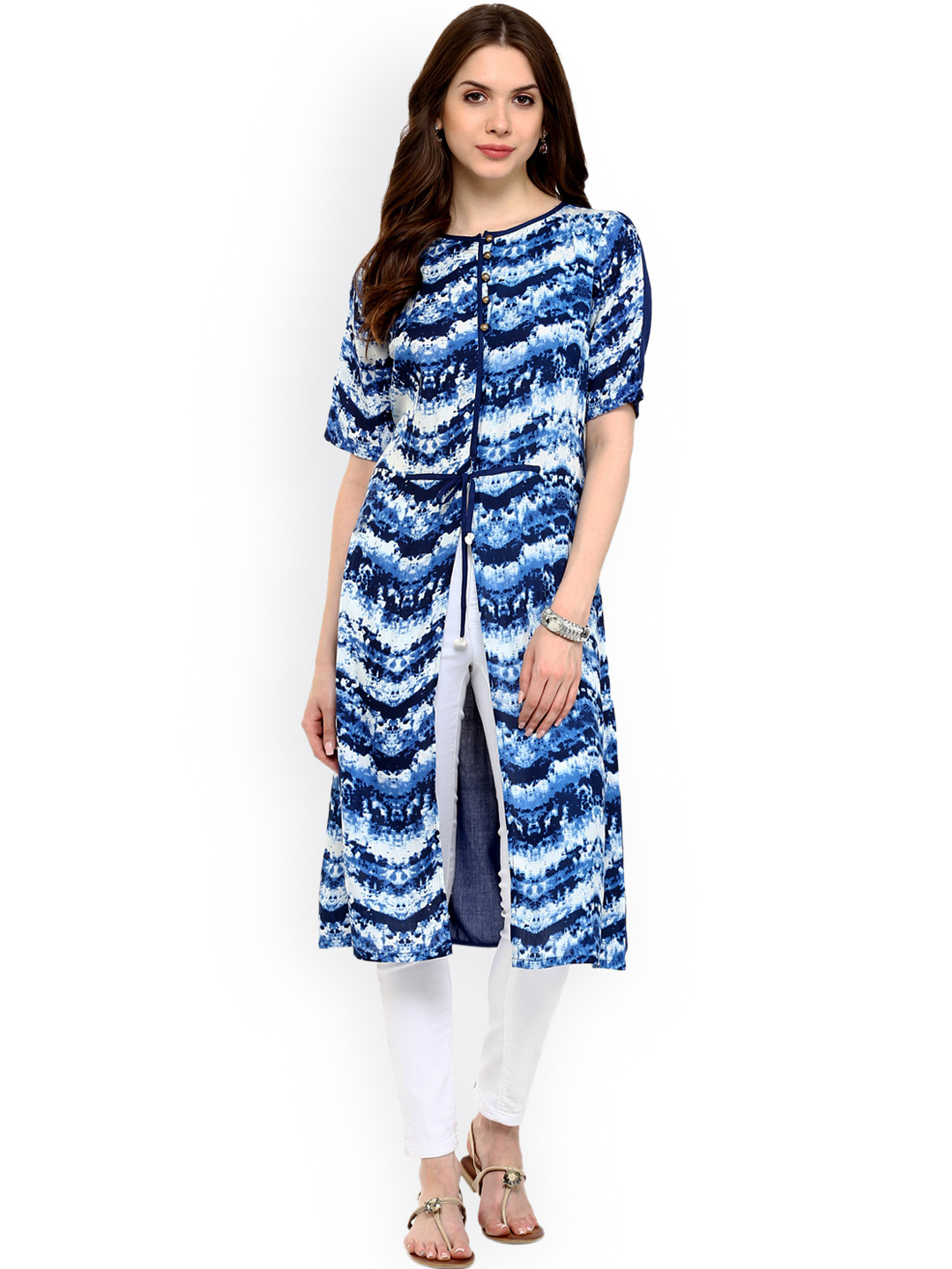 Pannkh Blue Printed Midi Top