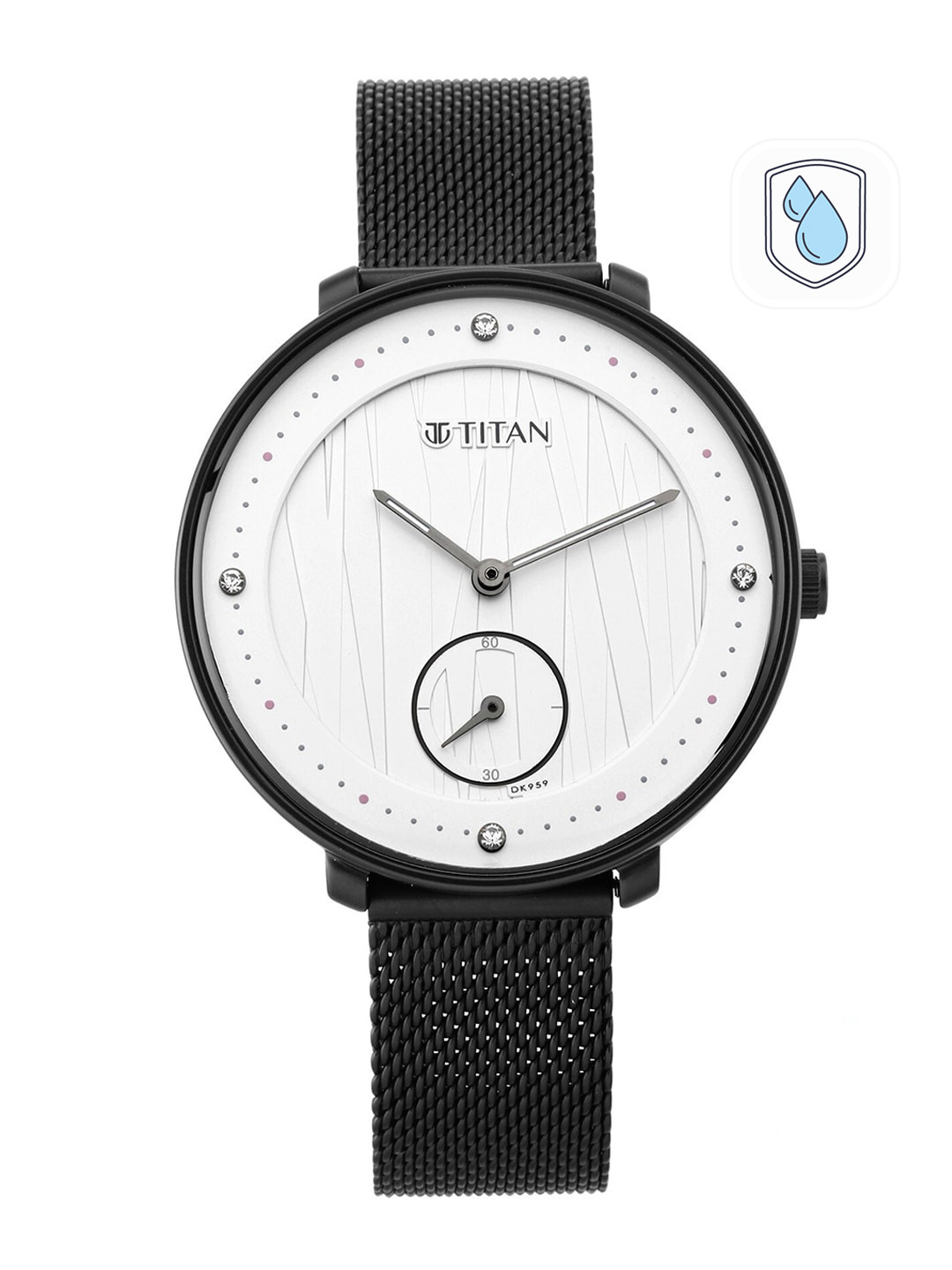 Titan Women White & Black Analogue Watch 2651NM01