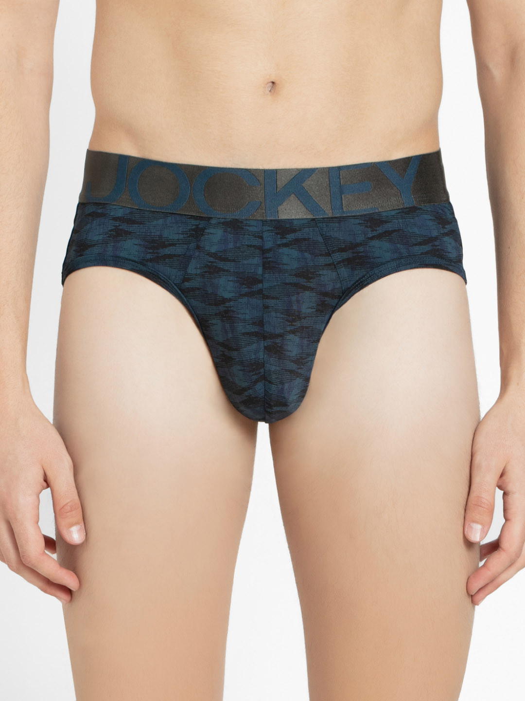 Jockey International Collection Men Petrol Base Printed Briefs IC29
