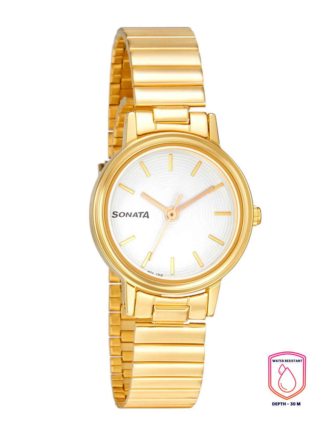Sonata Women White & Gold-Toned Analogue Watch 8096YM07