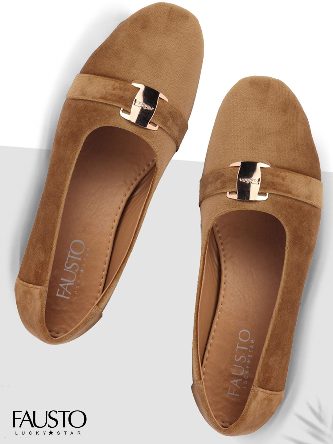 FAUSTO Women Beige Solid Ballerinas