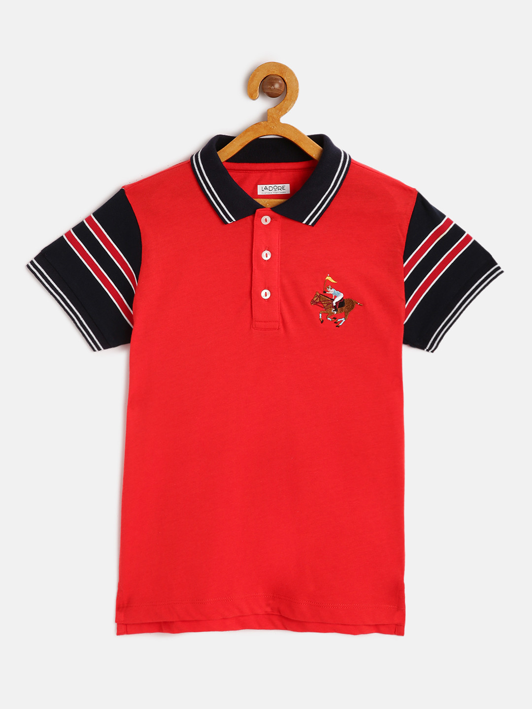 LAdore Kids Red Solid Polo Collar T-shirt